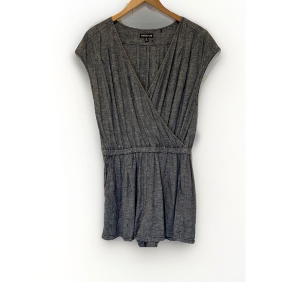 Toad & Co Womens Romper M Dark Blue Tara Hemp Faux Wrap Outdoor GranolaGirl - Picture 3 of 9